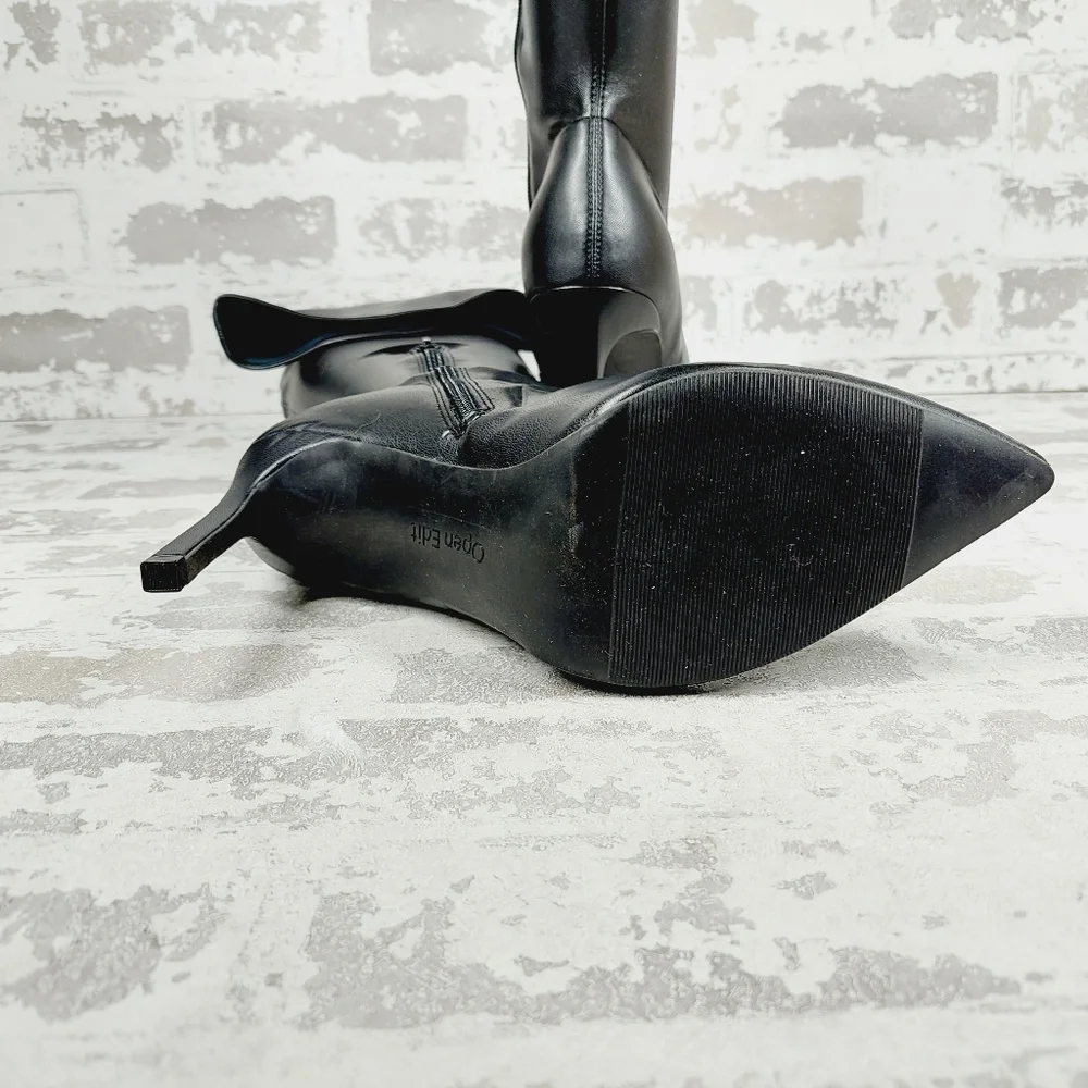 New OPEN EDIT Kami Pointed Toe Over The Knee Boot In Black O535